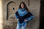 Laden Sie das Bild in den Galerie-Viewer, Luxus Alpaka Wollponcho Blau
