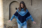 Laden Sie das Bild in den Galerie-Viewer, Luxus Alpaka Wollponcho Blau
