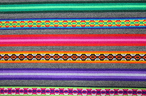 Jaujino Stoff Ethno bunt gestreift aus Peru, webstoff Meterware zum Nähen, DIY Fabric, 50 cm, Grau