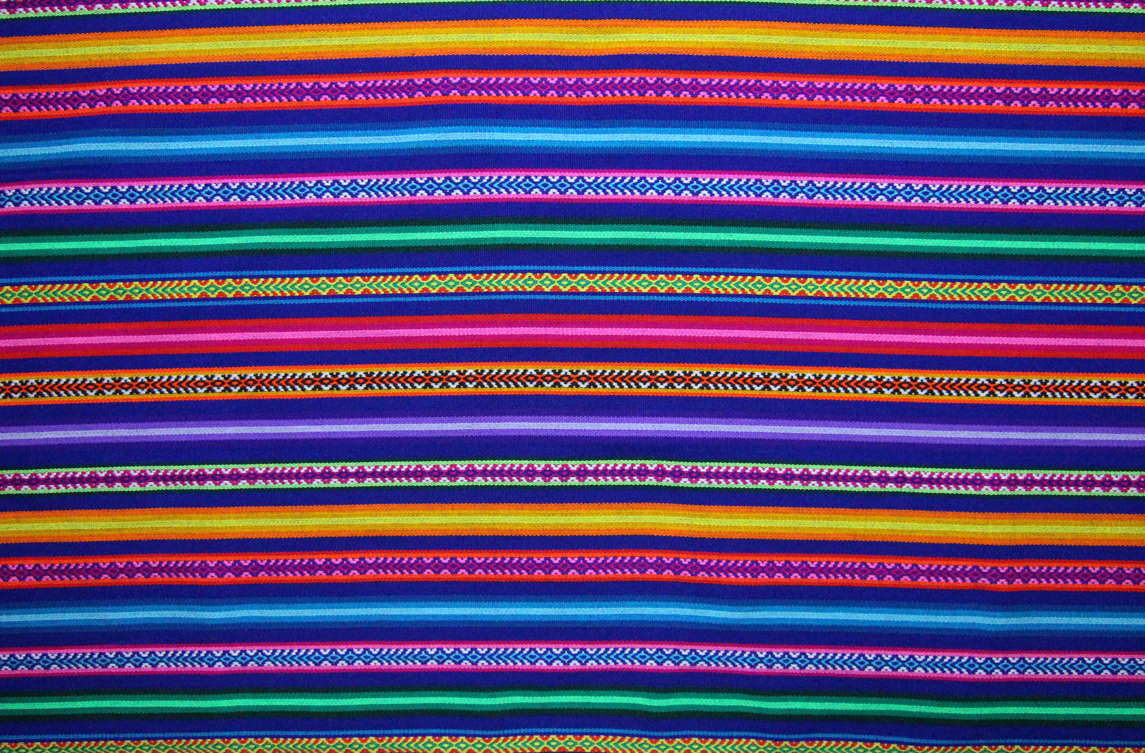 Jaujino Stoff Ethno bunt gestreift aus Peru, webstoff Meterware zum Nähen, DIY Fabric, 50 cm, Dunkelblau