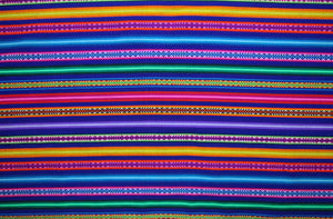 Jaujino Stoff Ethno bunt gestreift aus Peru, webstoff Meterware zum Nähen, DIY Fabric, 50 cm, Dunkelblau