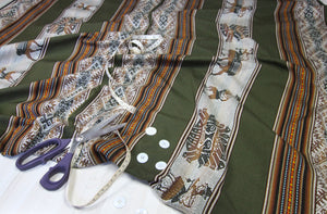 Pastorita Stoff Ethno bunt gestreift aus Peru, webstoff Meterware zum Nähen, DIY Fabric, 50 cm, Grün