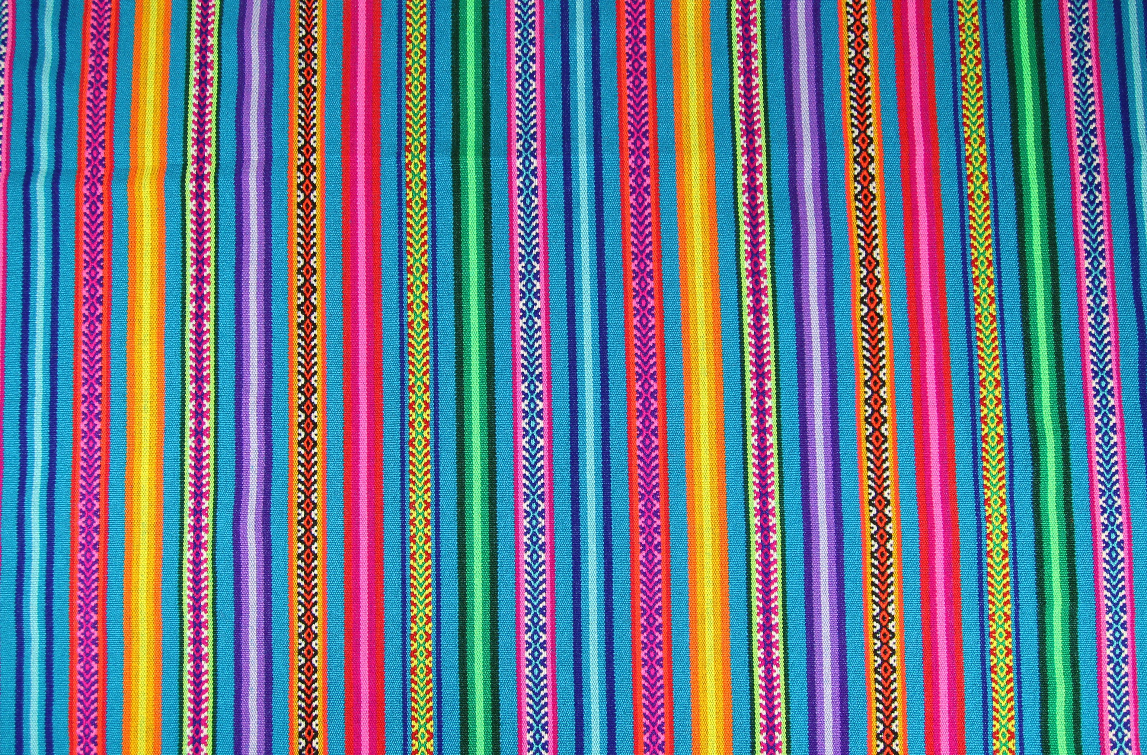 Jaujino Stoff Ethno bunt gestreift aus Peru, webstoff Meterware zum Nähen, DIY Fabric, 50 cm, Blau