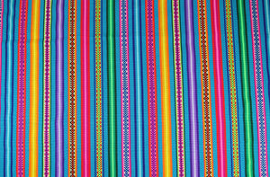 Jaujino Stoff Ethno bunt gestreift aus Peru, webstoff Meterware zum Nähen, DIY Fabric, 50 cm, Blau