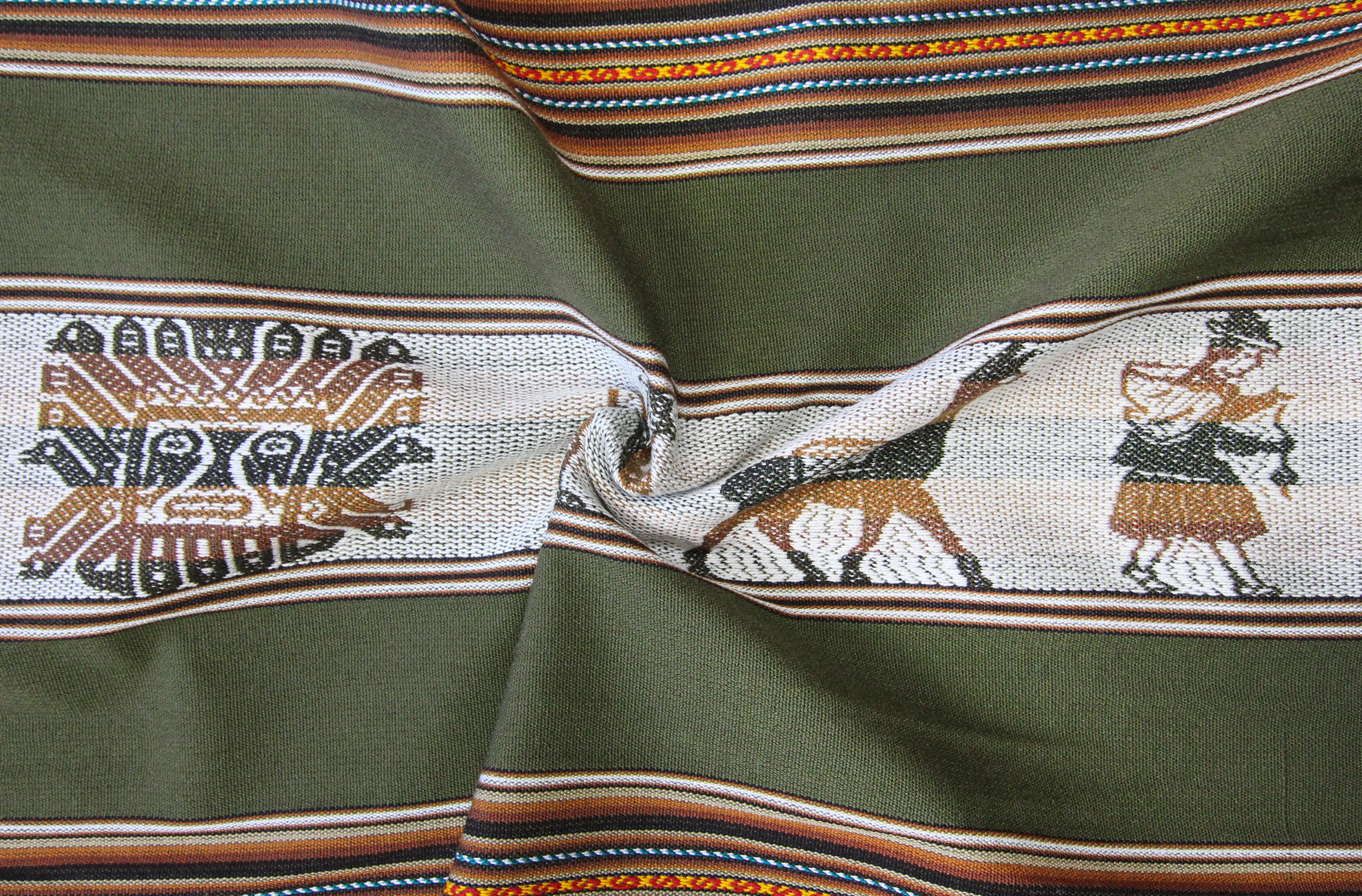 Pastorita Stoff Ethno bunt gestreift aus Peru, webstoff Meterware zum Nähen, DIY Fabric, 50 cm, Grün