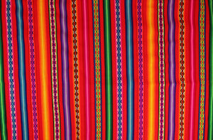 Jaujino Stoff Ethno bunt gestreift aus Peru, webstoff Meterware zum Nähen, DIY Fabric, 50 cm, Rotbunt