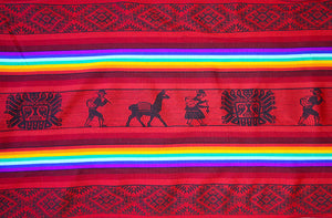 Pastorita Stoff Ethno bunt gestreift aus Peru, webstoff Meterware zum Nähen, DIY Fabric, 50 cm, Dunkelrot