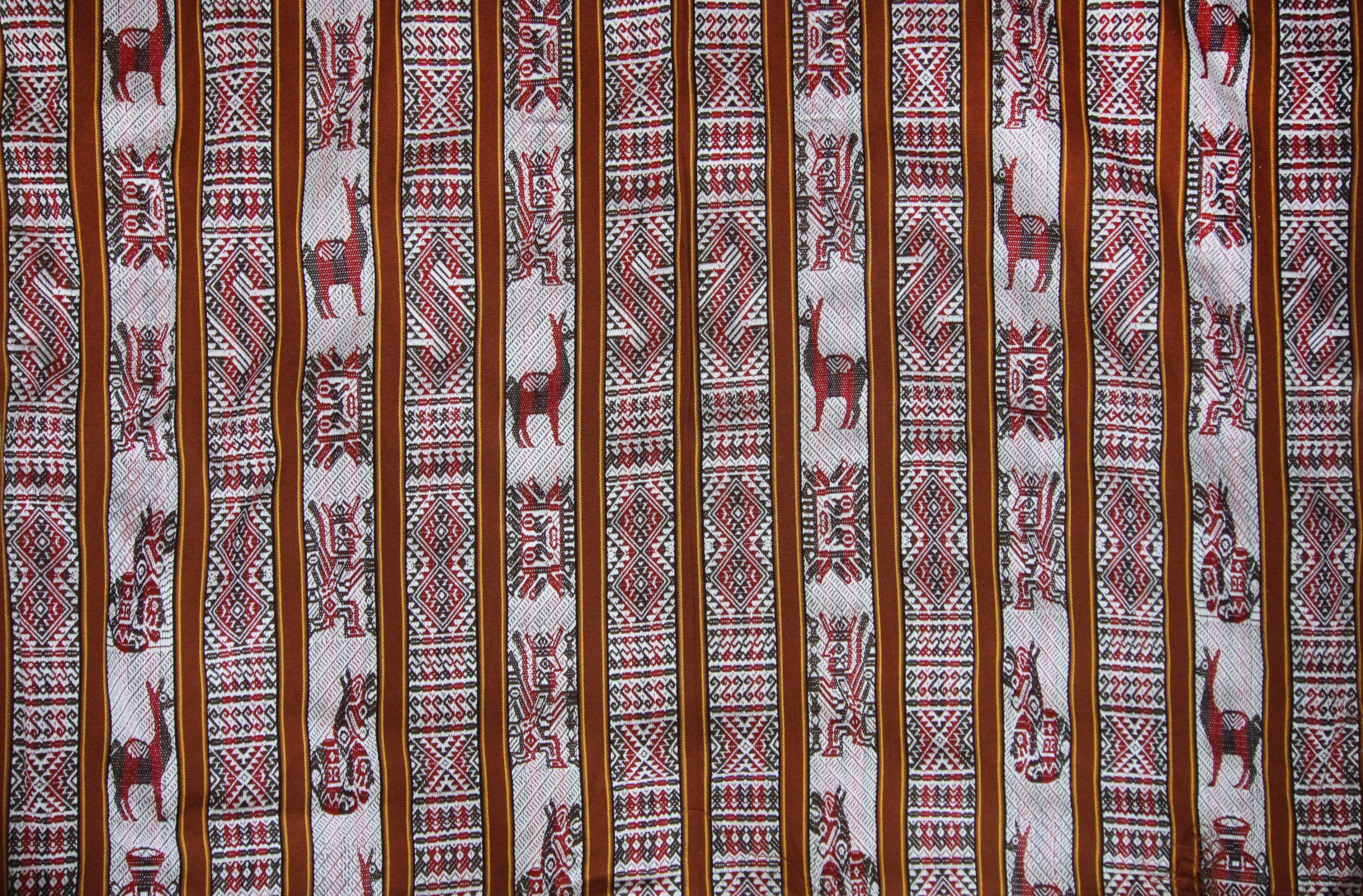 Huaco Stoff Ethno bunt gestreift aus Peru, webstoff Meterware zum Nähen, DIY Fabric, 50 cm, Braun