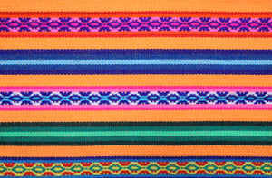 Jaujino Stoff Ethno bunt gestreift aus Peru, webstoff Meterware zum Nähen, DIY Fabric, 50 cm, Melone