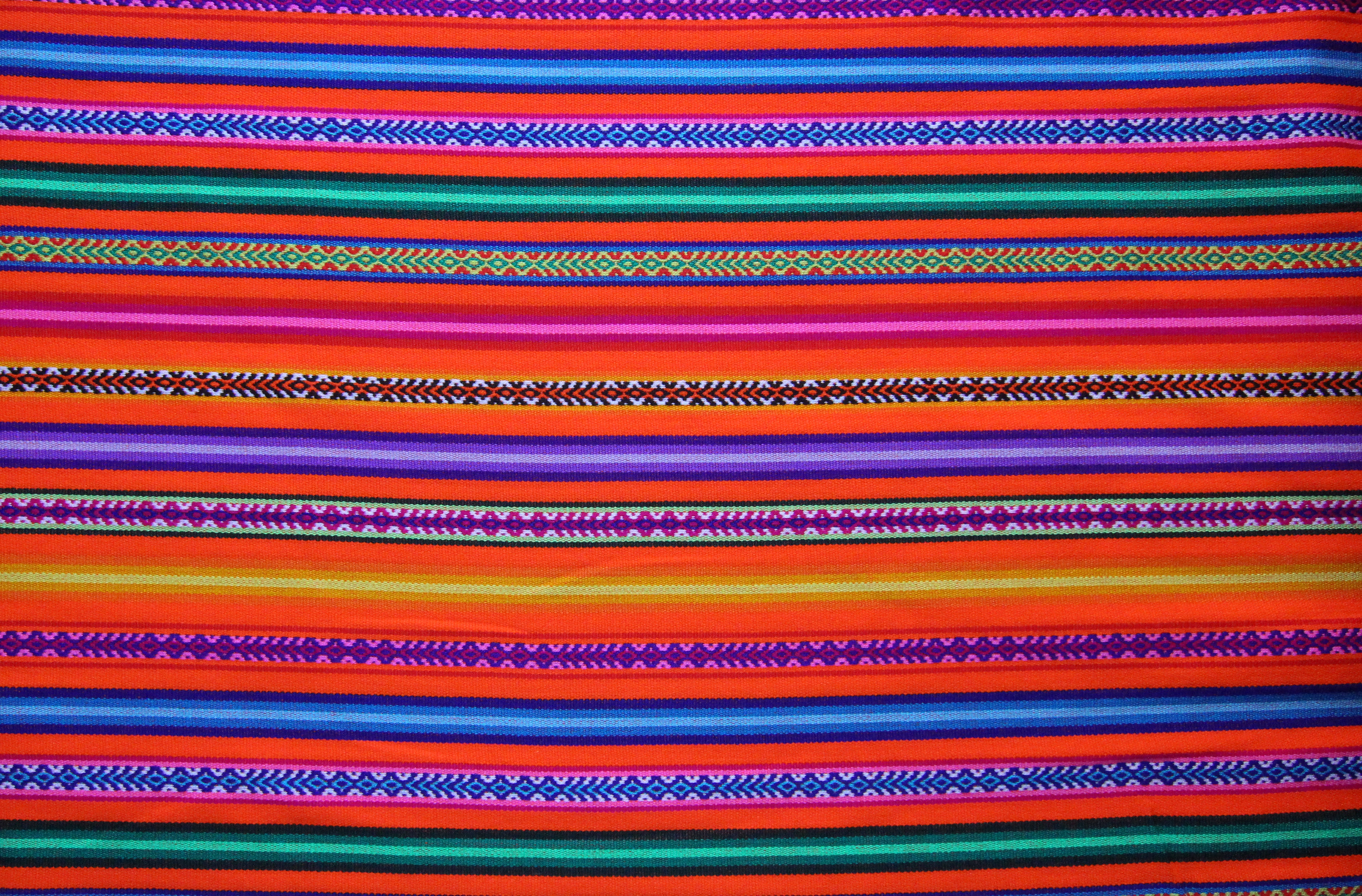 Jaujino Stoff Ethno bunt gestreift aus Peru, webstoff Meterware zum Nähen, DIY Fabric, 50 cm, Neon Orange