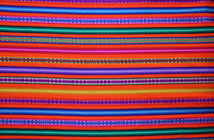 Jaujino Stoff Ethno bunt gestreift aus Peru, webstoff Meterware zum Nähen, DIY Fabric, 50 cm, Neon Orange