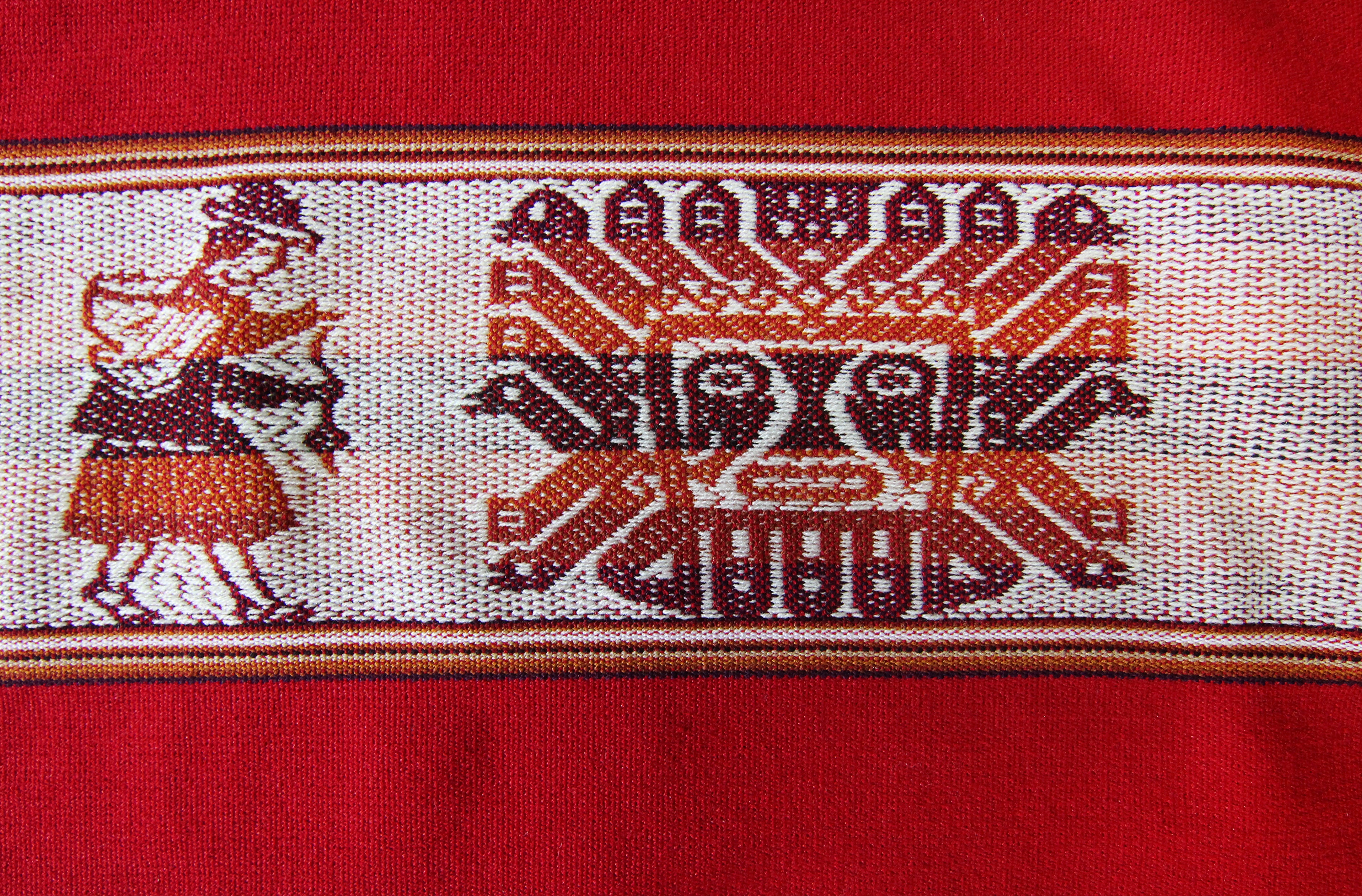 Pastorita Stoff Ethno bunt gestreift aus Peru, webstoff Meterware zum Nähen, DIY Fabric, 50 cm, Rot