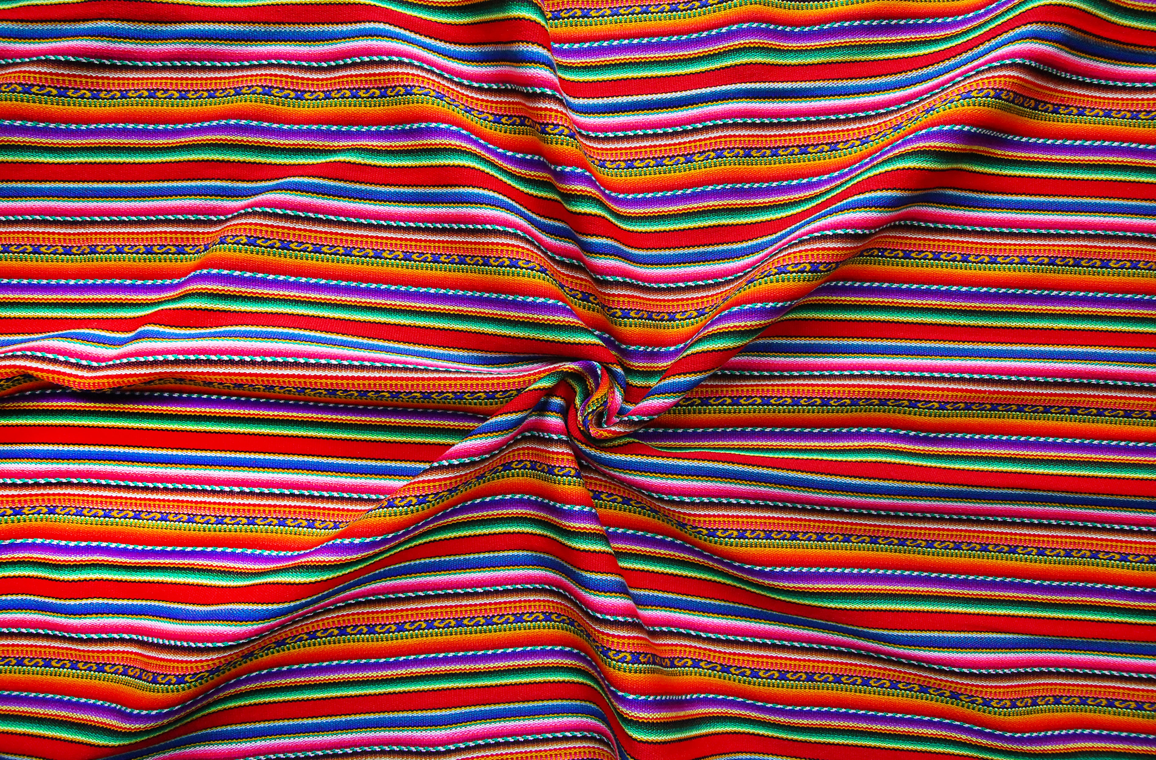 Kilya Stoff Ethno bunt gestreift aus Peru, webstoff Meterware zum Nähen, DIY Fabric, 50 cm, Rot
