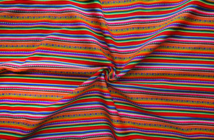 Kilya Stoff Ethno bunt gestreift aus Peru, webstoff Meterware zum Nähen, DIY Fabric, 50 cm, Rot