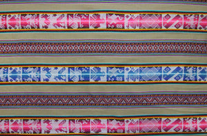 Chinchero Stoff Ethno bunt gestreift aus Peru, webstoff Meterware zum Nähen, DIY Fabric, 50 cm, Beige