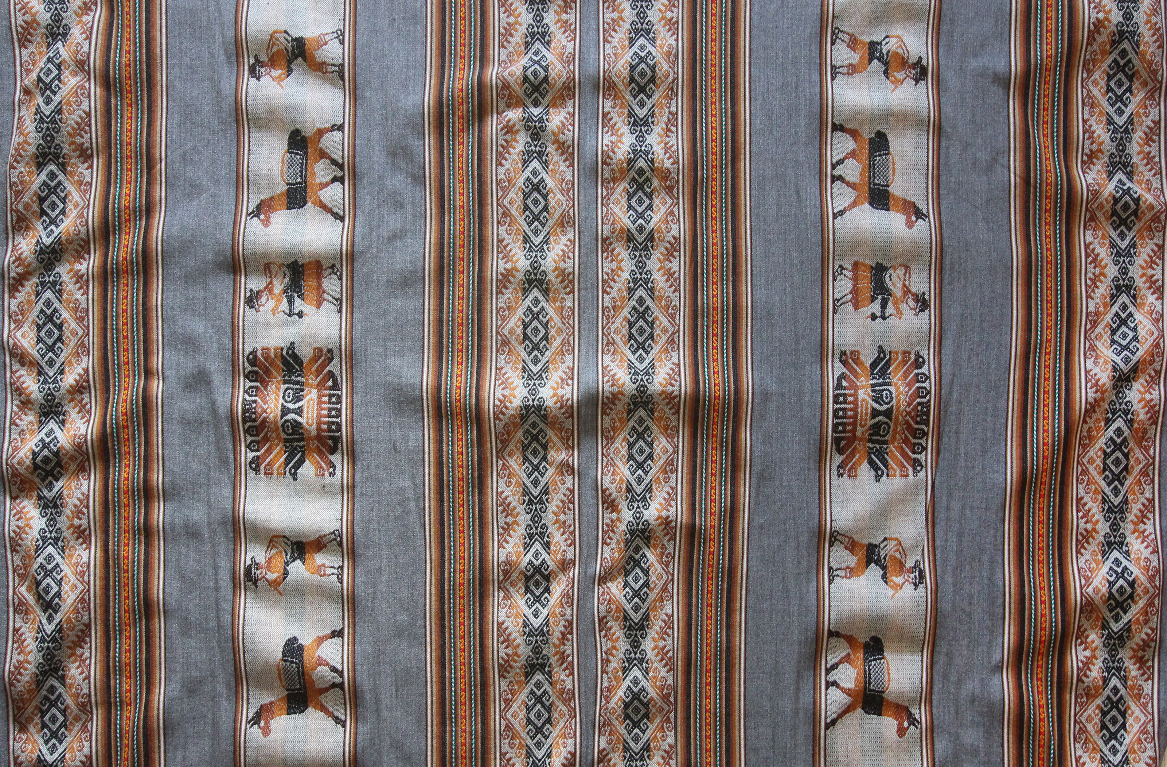 Pastorita Stoff Ethno bunt gestreift aus Peru, webstoff Meterware zum Nähen, DIY Fabric, 50 cm, Grau