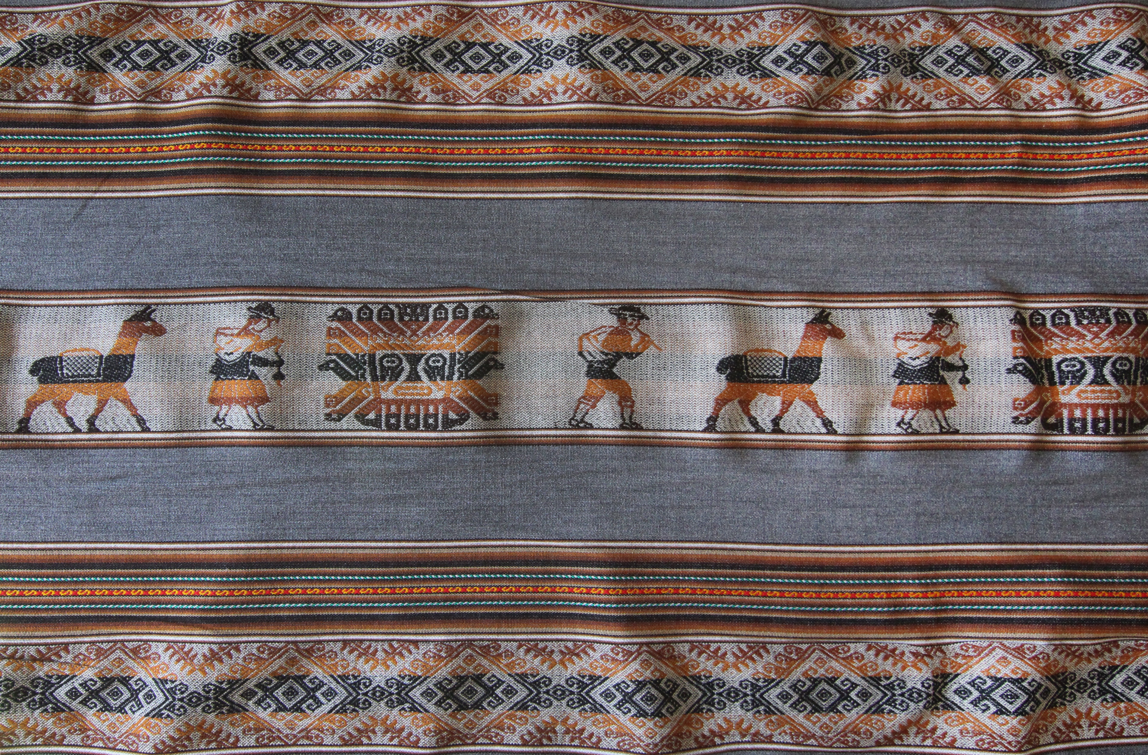 Pastorita Stoff Ethno bunt gestreift aus Peru, webstoff Meterware zum Nähen, DIY Fabric, 50 cm, Grau