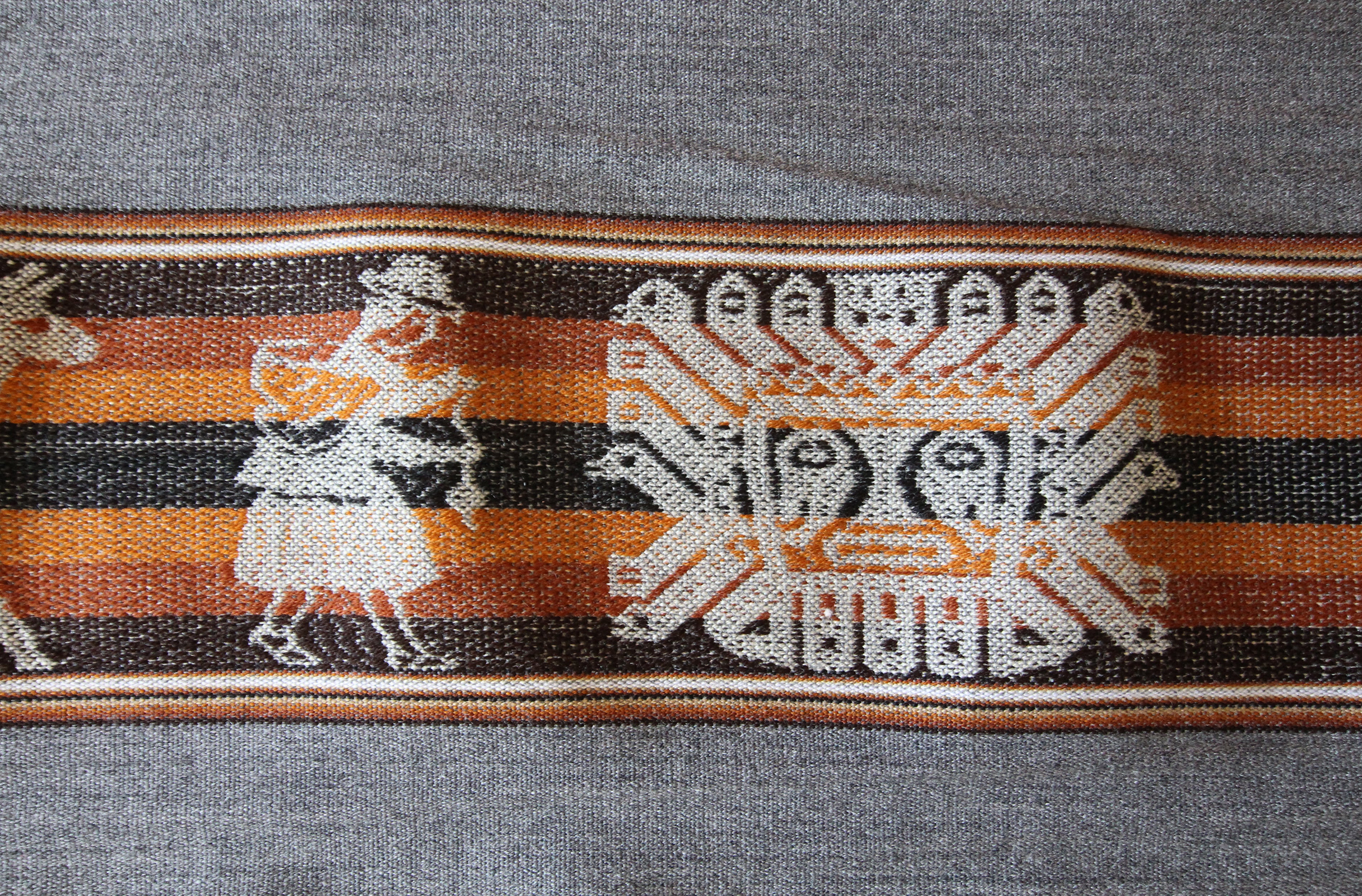 Pastorita Stoff Ethno bunt gestreift aus Peru, webstoff Meterware zum Nähen, DIY Fabric, 50 cm, Grau